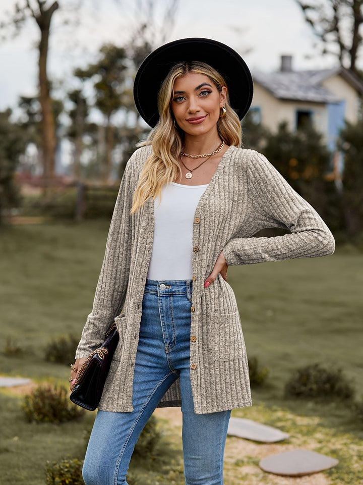 Drune Warmer Gerippter Baumwolle Strickcardigan Für Damen | Perfekt Für Lässige Tage