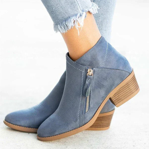 Entspannte Lederstiefeletten Mit Niedrigem Absatz Drune