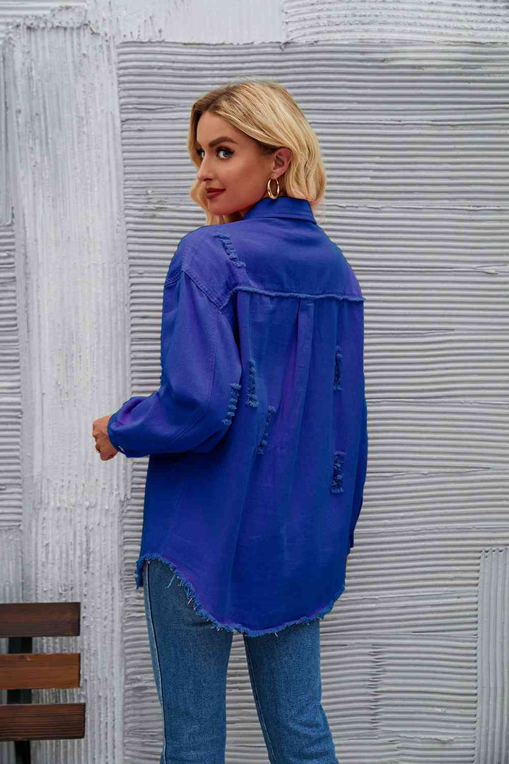 Drune | Zerrissene Rohsaum-Denimjacke