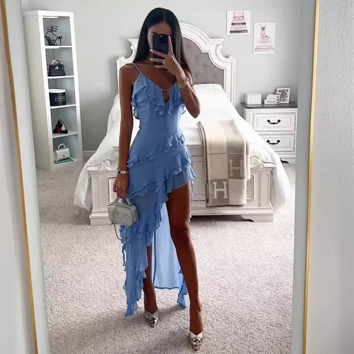 Celestina™ – Verspieltes Partykleid mit Rüschen & Asymmetrischem Saum
