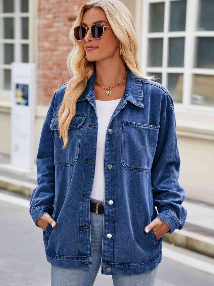 Drune | Knopf-Down Denimjacke mit Taschen