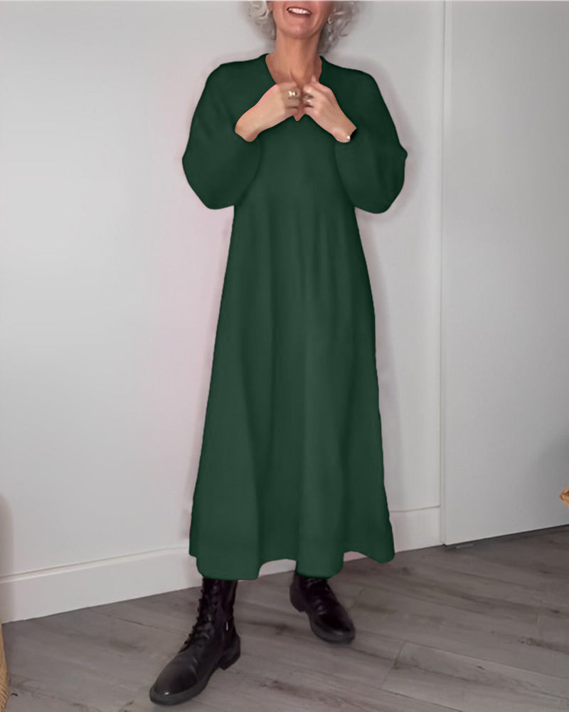Drune | Elegantes Kleid mit V-Ausschnitt und Langen Ärmeln