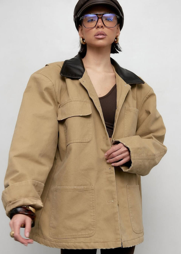 Drune | Terrain - Canvas Utility Jacke mit Kunstlederkragen