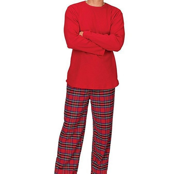 Drune | Stilvolle Winter Familie Karo Rot Weihnachts-Pyjama Set für Unisex
