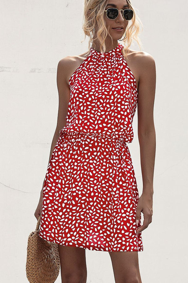 Drune Neckholderkleid mit Polka Dot-Print