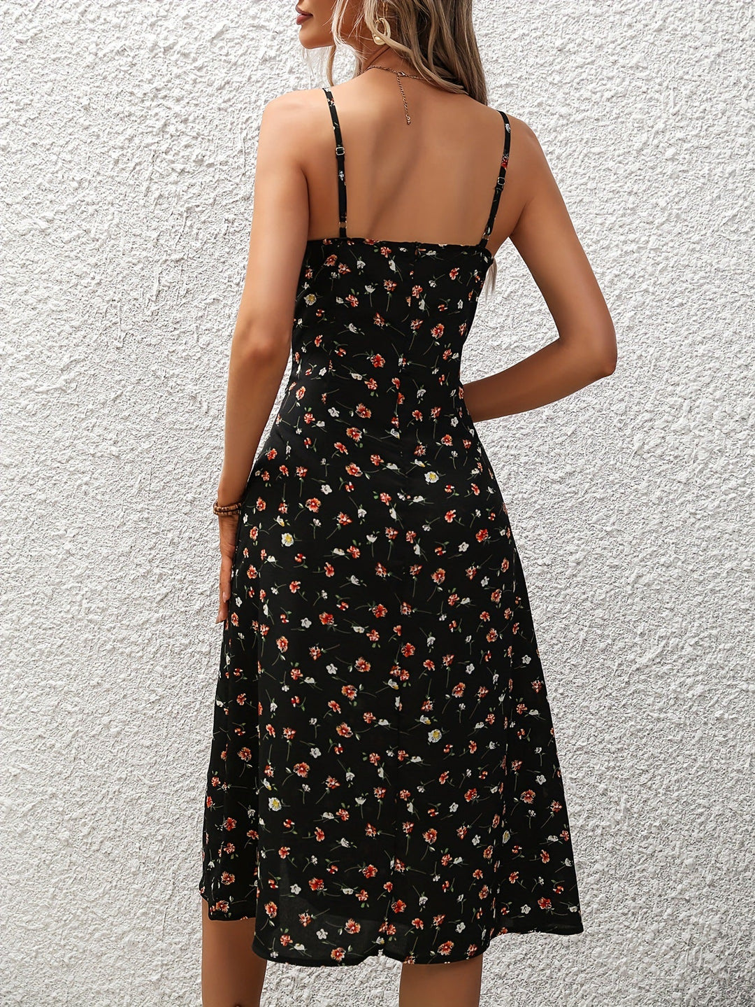 Drune Polka-Dot-Hosenträgerkleid - Damenlangkleid