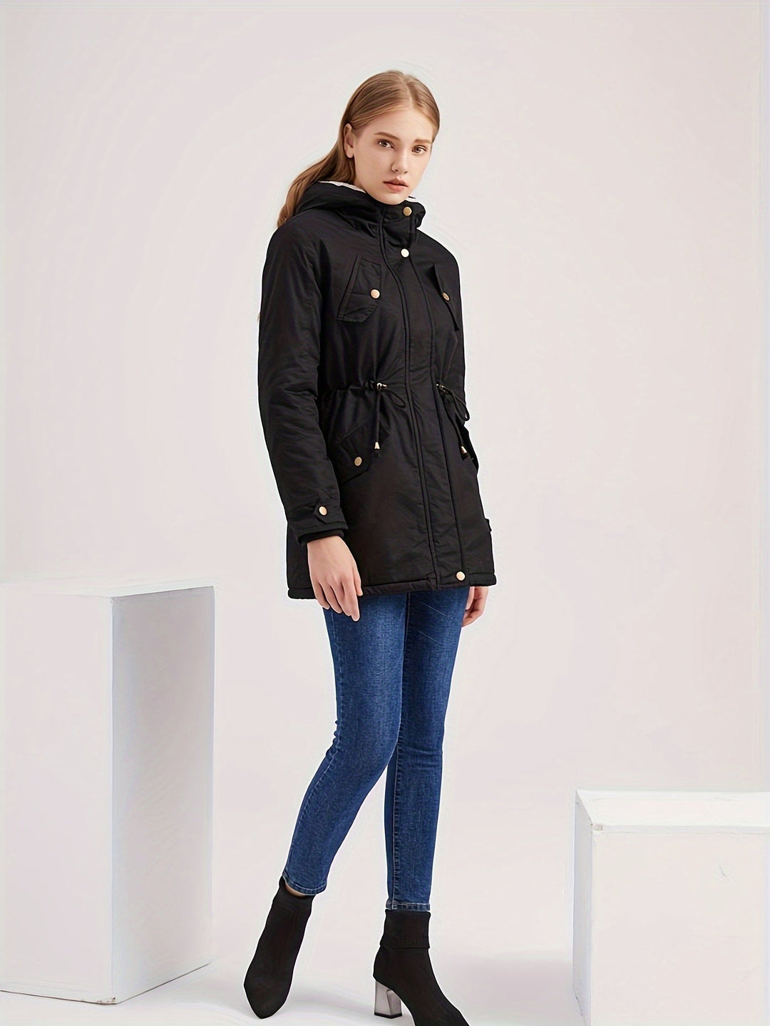 Drune | halblange warme Fleece-Winterjacke für Damen - Perfekt für Drune | Tage