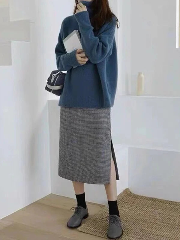 Drune | Lässiger Strickjacke Rollkragenpullover für Damen