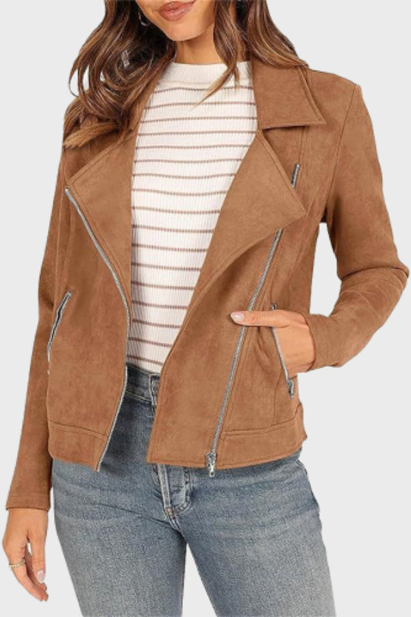 Drune | Wildleder Cropped Bikerjacke