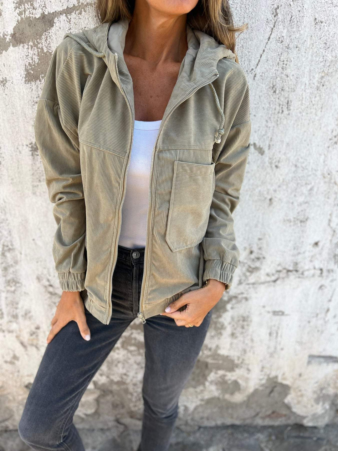 Drune | Lässige Jacke mit Kapuze und Reißverschluss