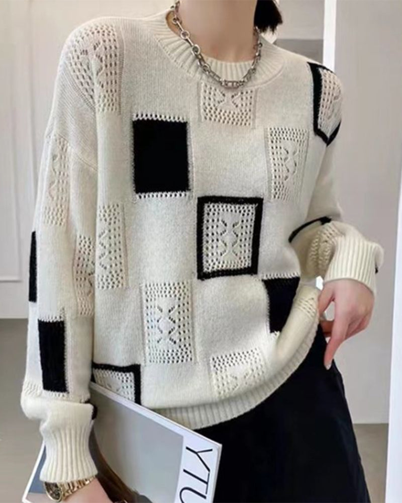 Drune | Strickpullover mit grafischem Muster - Casual Damen Pullover für Herbst & Winter