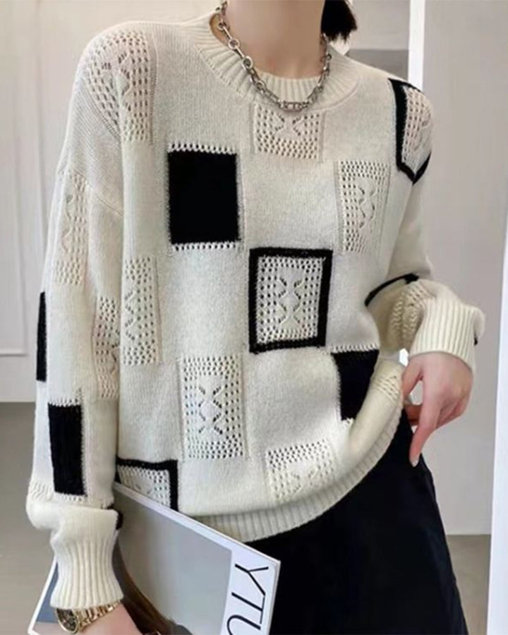 Drune | Strickpullover mit grafischem Muster - Casual Damen Pullover für Herbst & Winter