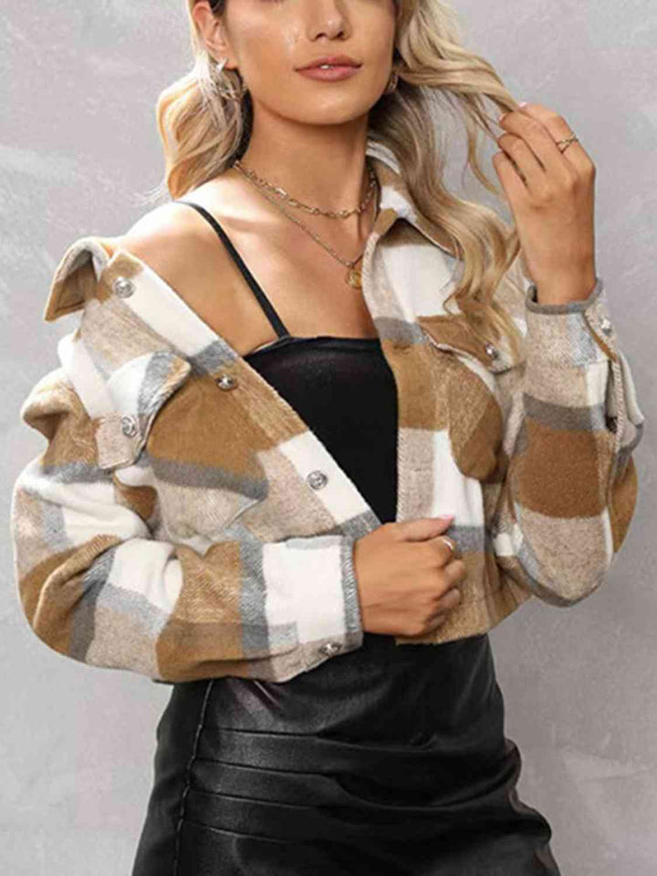 Drune | Karierte Kragenknopf Jacke