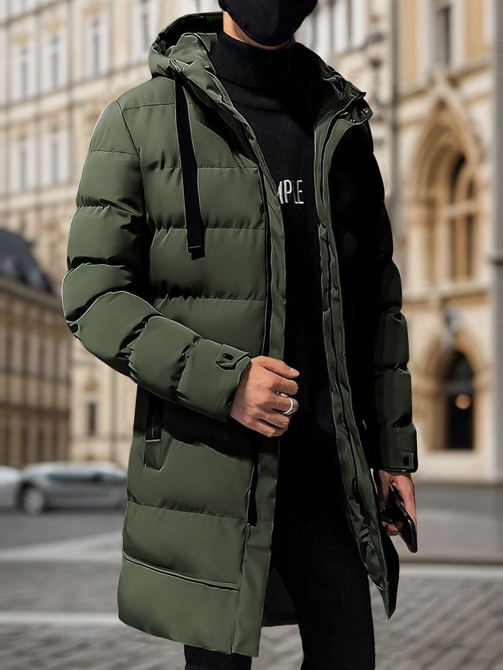Drune | Winddichte Mittellange Reißverschluss Kapuzen Winterjacke - Ideal für Winter