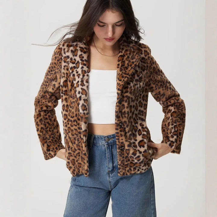 Drune | Jacke mit Revers mit Leopardenmuster