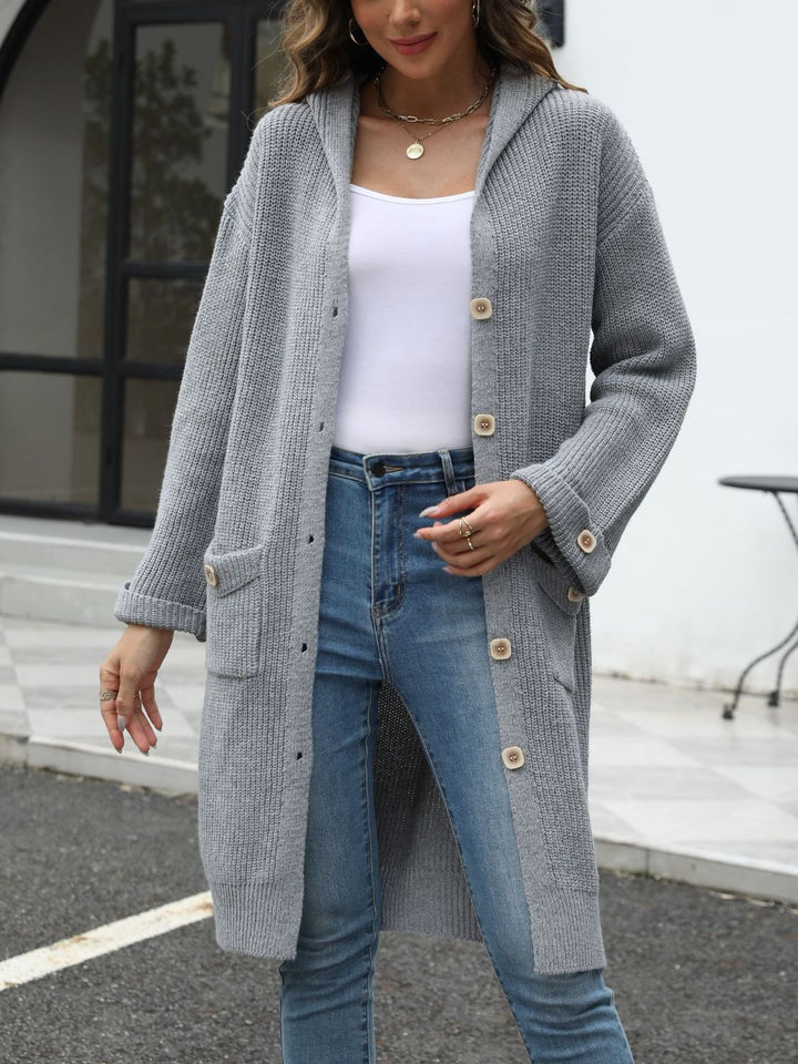 Drune | Lange Strickjacke Knopfverschluss Zeitlos und Bequem