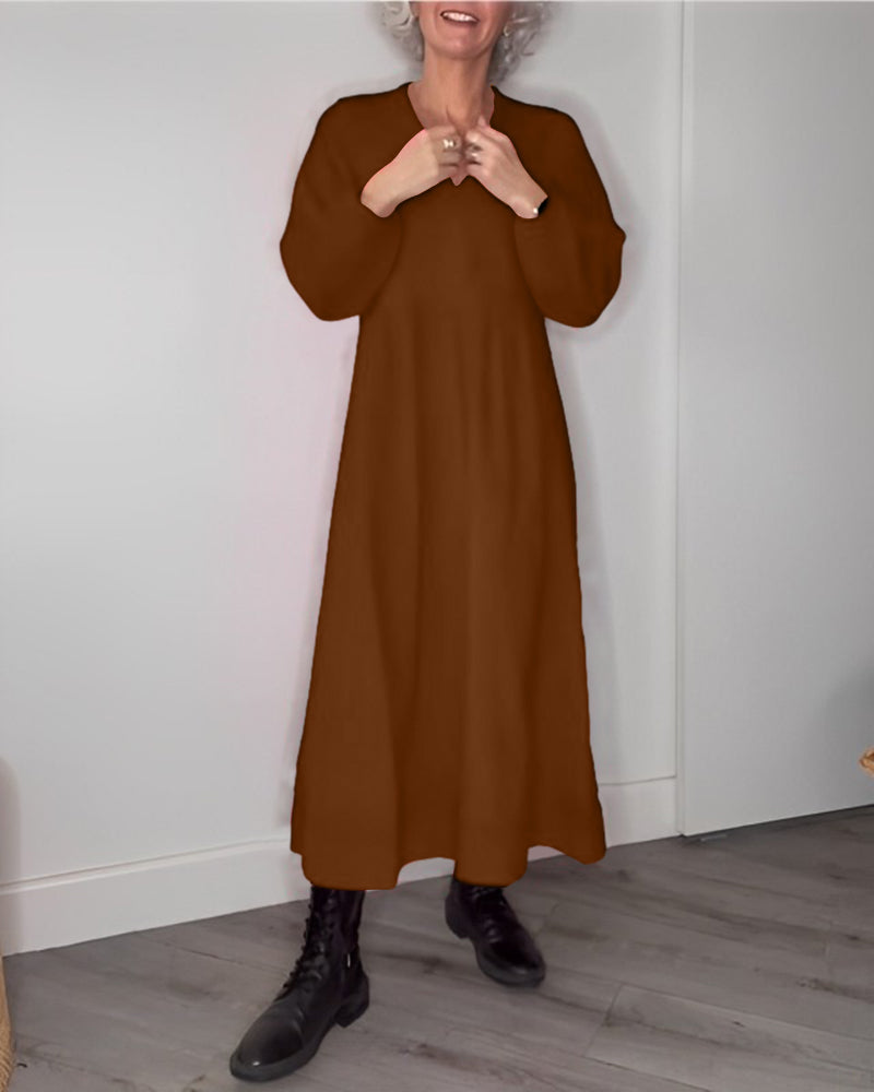 Drune | Elegantes Kleid mit V-Ausschnitt und Langen Ärmeln