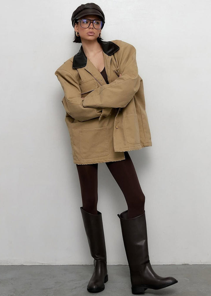Drune | Terrain - Canvas Utility Jacke mit Kunstlederkragen