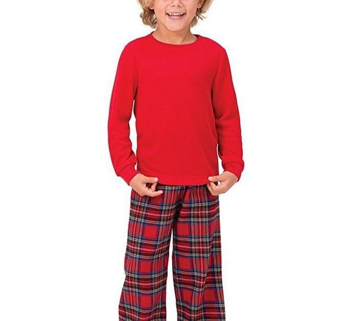 Drune | Stilvolle Winter Familie Karo Rot Weihnachts-Pyjama Set für Unisex
