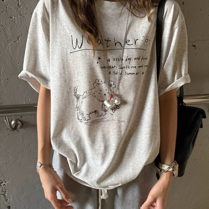 Damen Basic Kurzarm T-Shirt Locker Grau