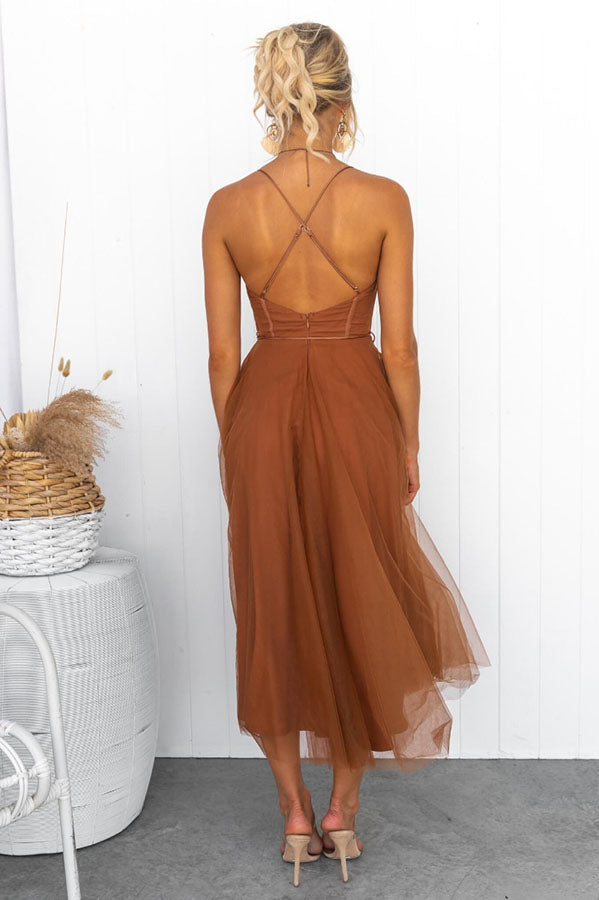 Drune | Maxi Kleid Elegantes Fließendes Design V-Ausschnitt Ärmellos Leichtes Gewebe
