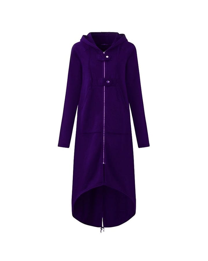 Drune | Lange Jacke mit Reißverschluss und Knöpfen für Damen