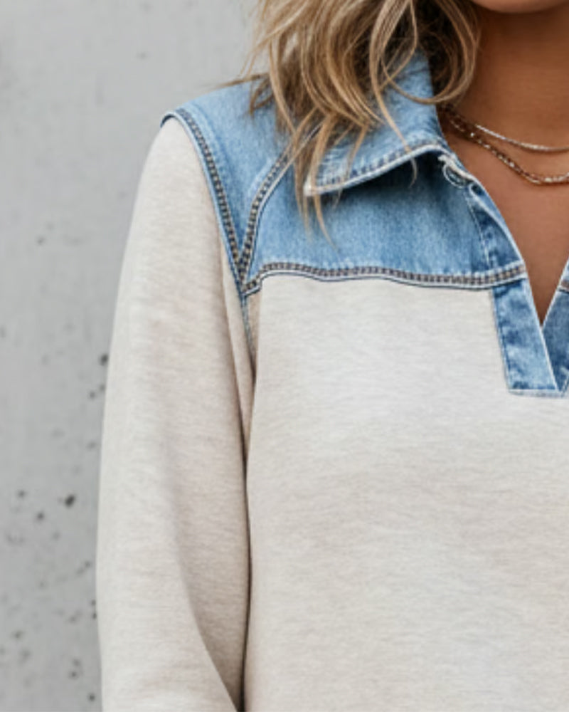 Drune | Modisch Revers Colorblock Genaht