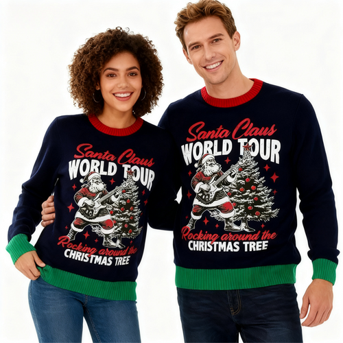 Drune | Festlich & Furchtlos: Verspielter Weihnachtsmuster Druck Weihnachts-Pullover