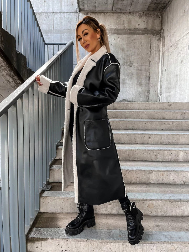 Drune | Tone Kunstleder Trenchcoat - Aussagekräftige outerwear - Gürteldesign - Modern Chic