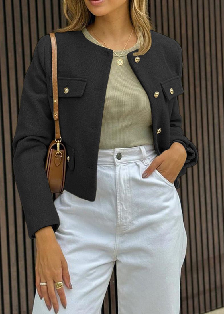 Drune | Tweed cropped Jacket – Klassische Eleganz mit goldenen Knopfakzenten