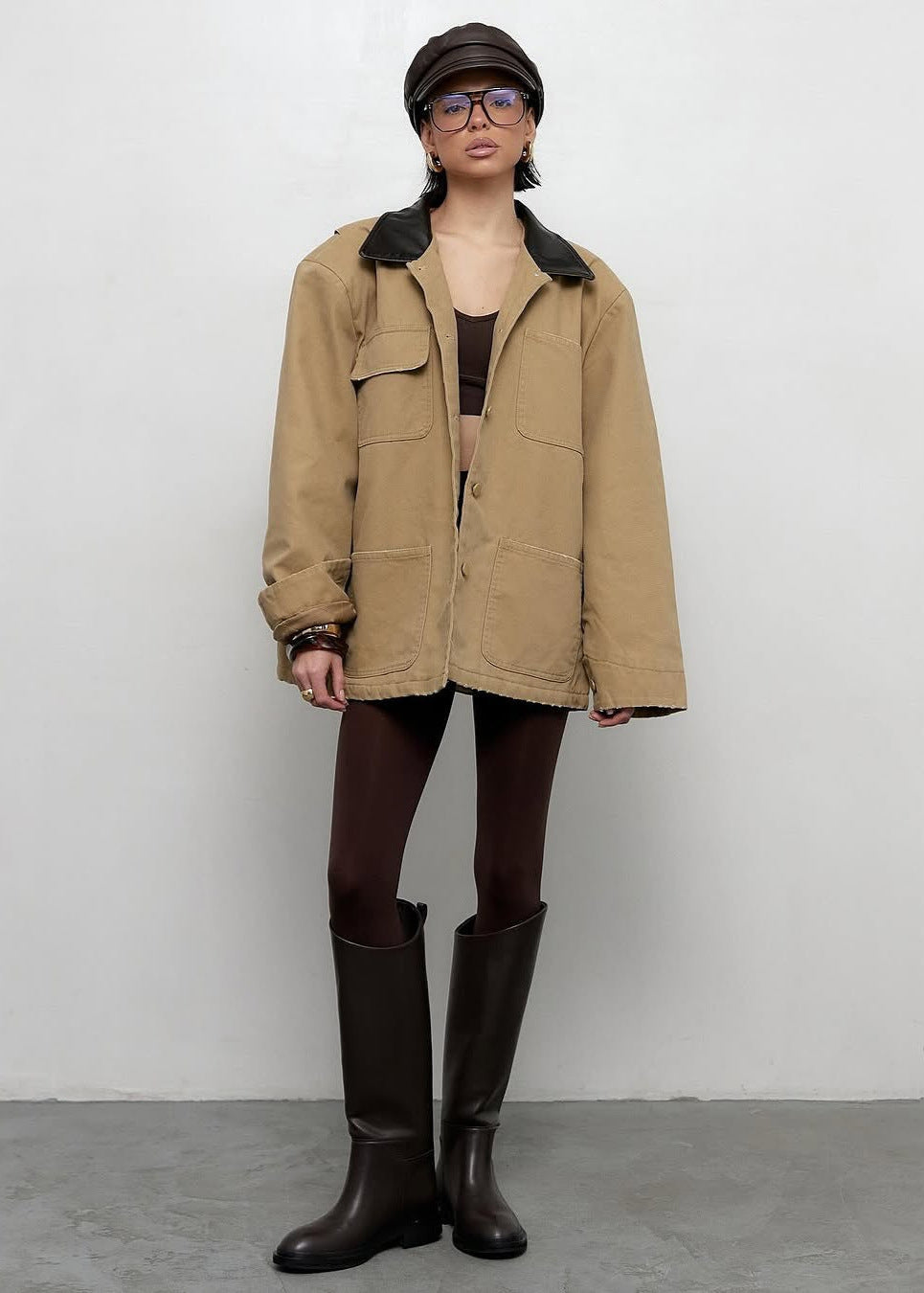 Drune | Terrain - Canvas Utility Jacke mit Kunstlederkragen