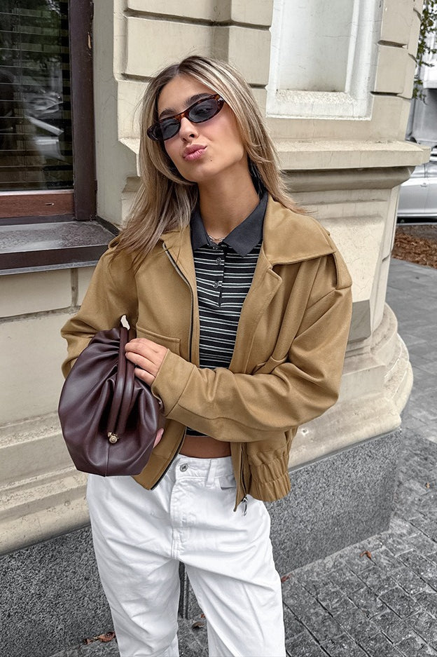 Drune | Passform Braun Wildlederjacke