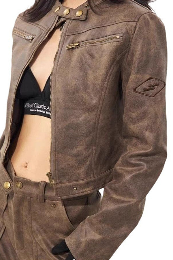 Drune | Stehkragen Wildlederjacke