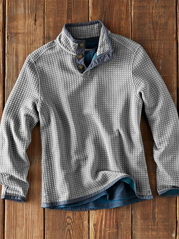 Drune | Strukturiertes Waffelshirt mit Knopfdetails Baumwollmischung Warm und Robust