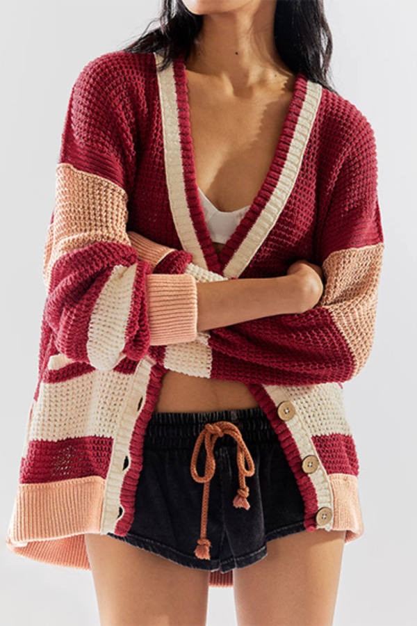 Drune | Jacke Oversized Pocket Colorblock Cardigan Pullover