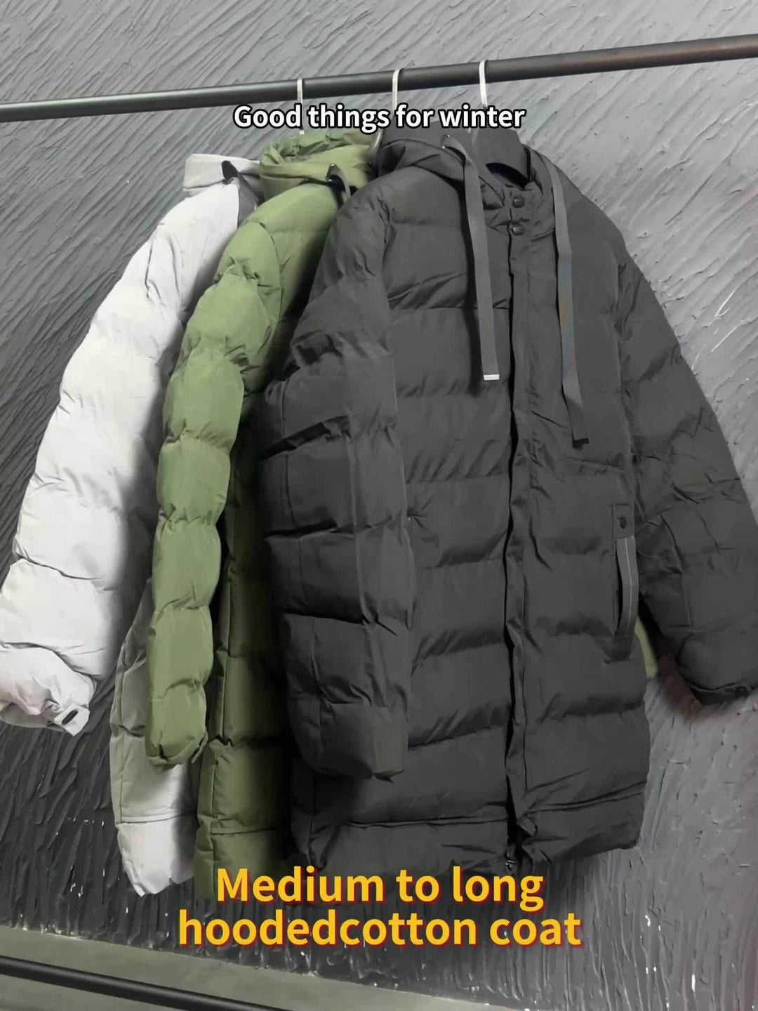 Drune |  Kapuzen Baumwollmaterial Mit Großer Tasche Und Kordelzug Winterjacke Für Herren - Perfekt für Outdoor-Aktivitäten