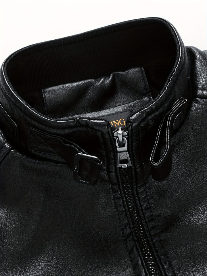 Drune | Stylische Lederjacke mit Reißverschluss Taschen