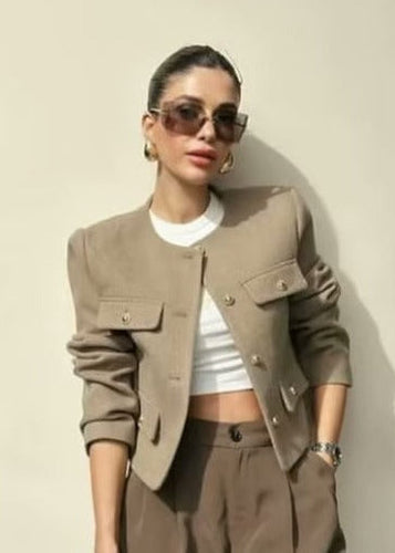 Drune | Tweed cropped Jacket – Klassische Eleganz mit goldenen Knopfakzenten