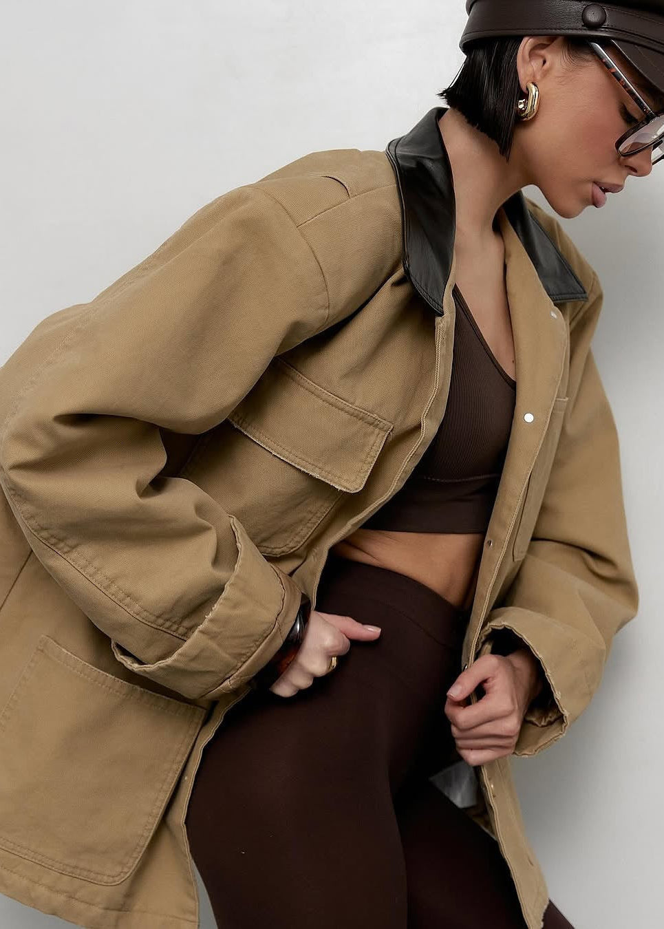Drune | Terrain - Canvas Utility Jacke mit Kunstlederkragen