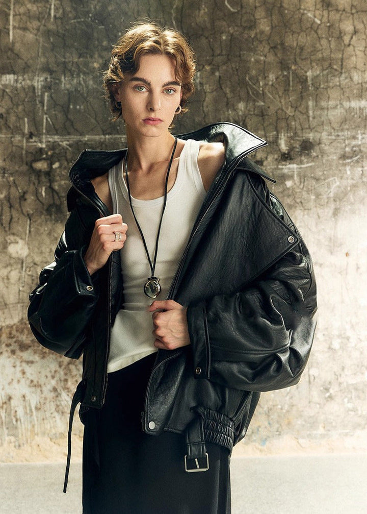 Drune | Leder Bikerjacke – Vintage-inspiriertes Statement