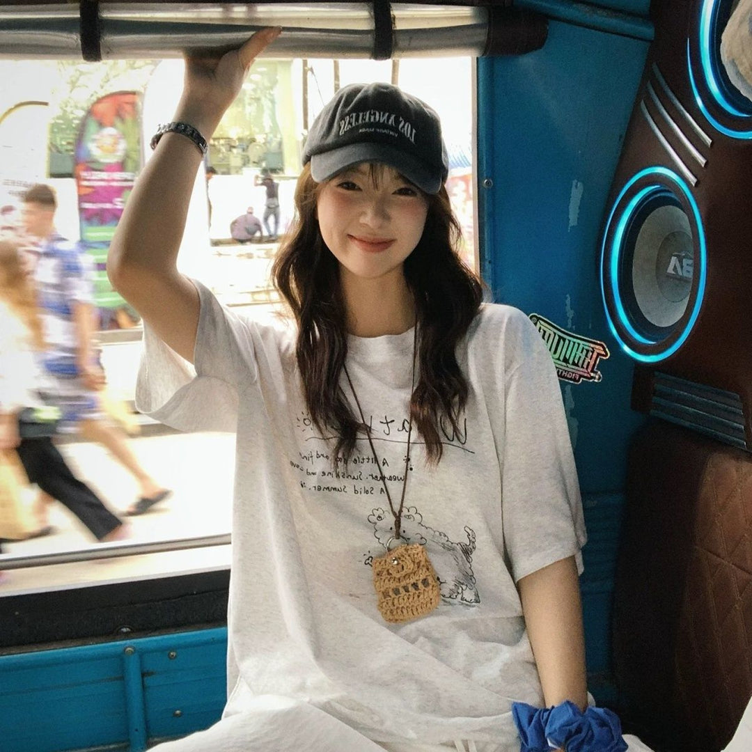 Damen Basic Kurzarm T-Shirt Locker Grau