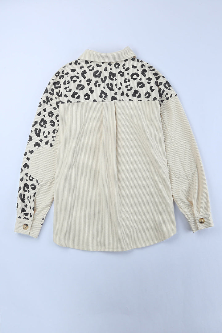 Drune | Double Take Leopard Print Pocketed Cord-Jacke