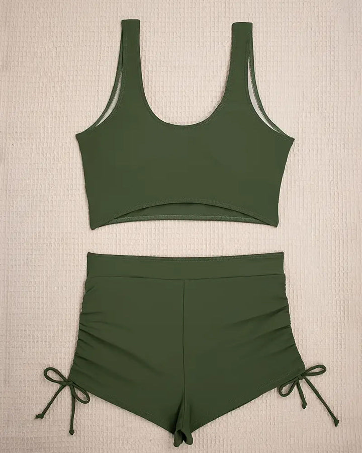Drune | Bikini Set Zwei Teile Einfarbig Boxershorts Schnürung