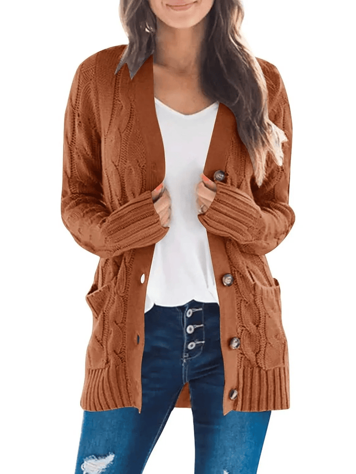 Drune | Offener Strickcardigan mit Zopfmuster