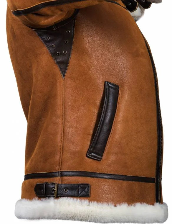 Drune | Winter Lammfelljacke mit Pelzkapuze