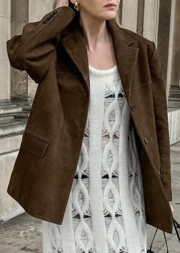 Drune | Samt Wildlederjacke mit Retro-Revers