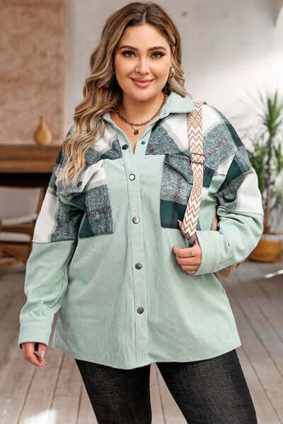 Drune | Plus Size Karos Shacket Jacke für Damen