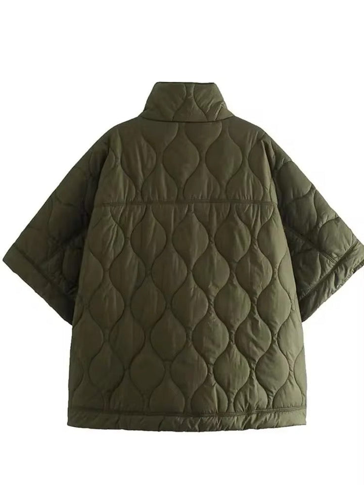 Drune | Stepp Poncho Mit Reißverschluss in Olivegrün