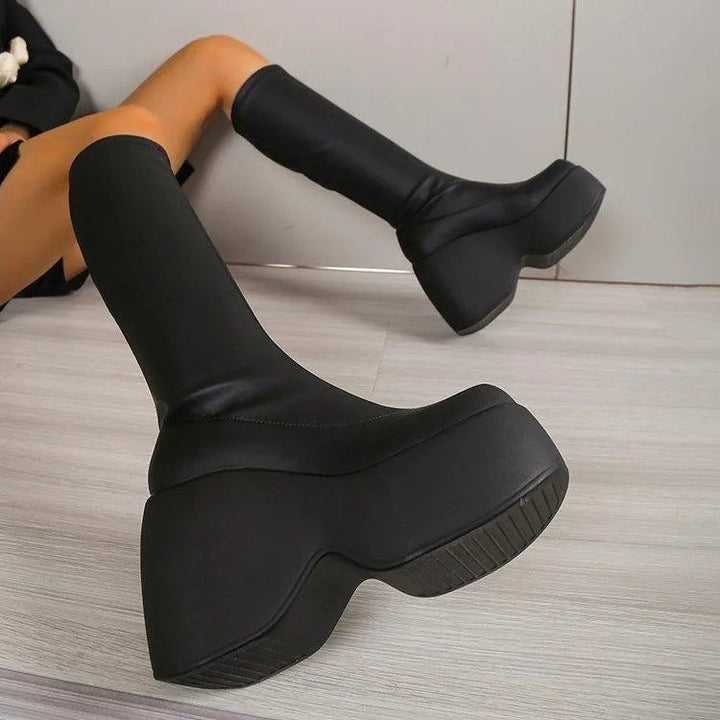 Drune | Chelsea boot with elastic wedge heel made of leather