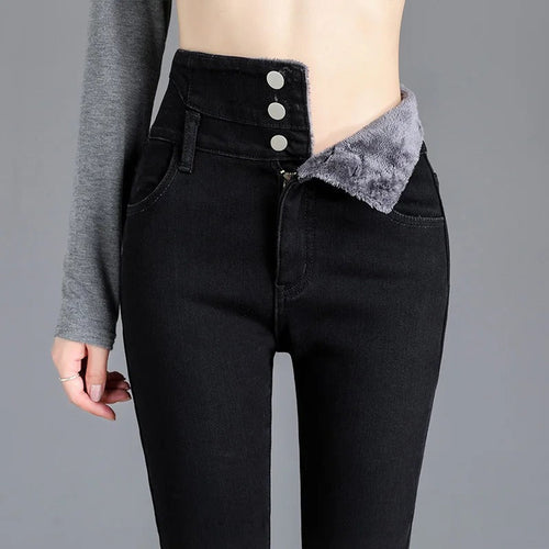 Drune | Stylische High-Waist-Jeans mit Fleecefutter